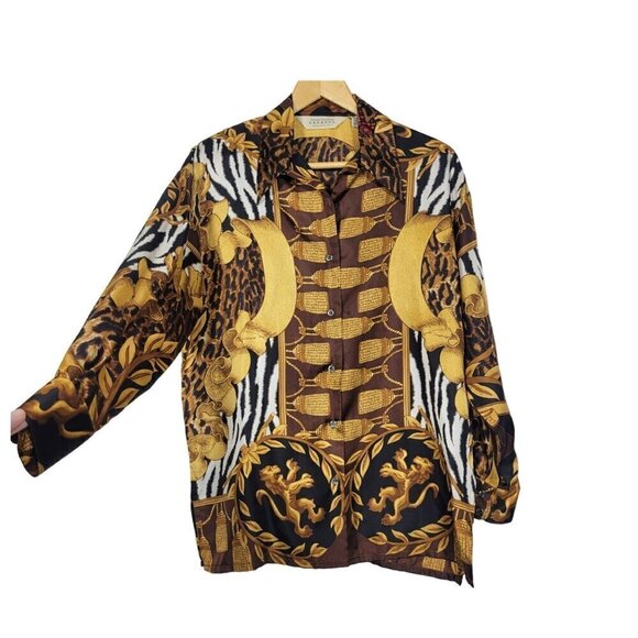 Vintage Compagnie Internationale Express Women's 100% Silk Baroque Top Size XS - Picture 1 of 16